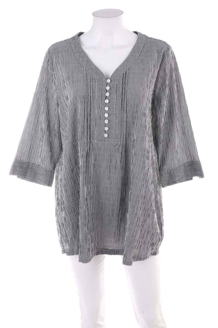 Ulla Popken - Streifen-Bluse mit 3/4-Ärmel - D 46