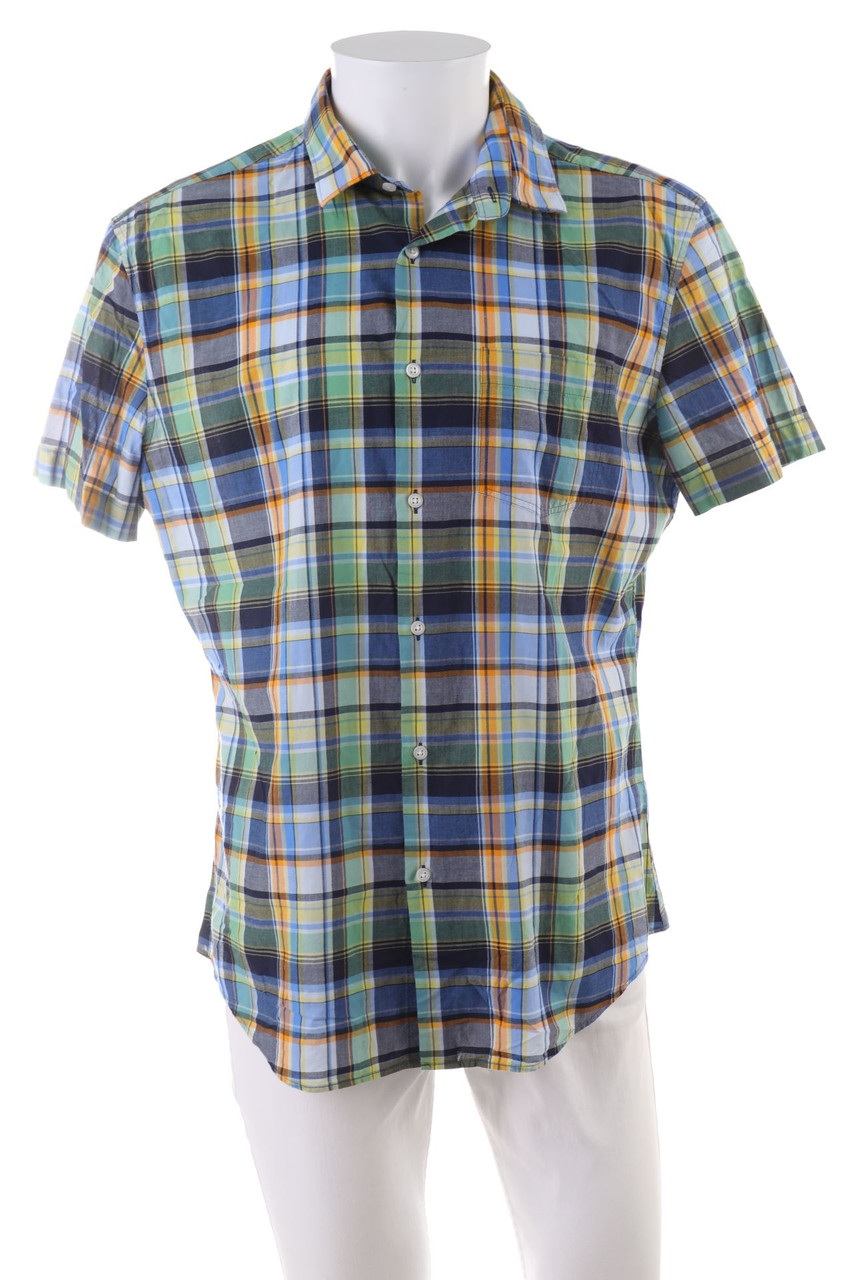 SECONDHAND - Baumwoll-Kurzarm-Hemd mit Karo-Muster - L