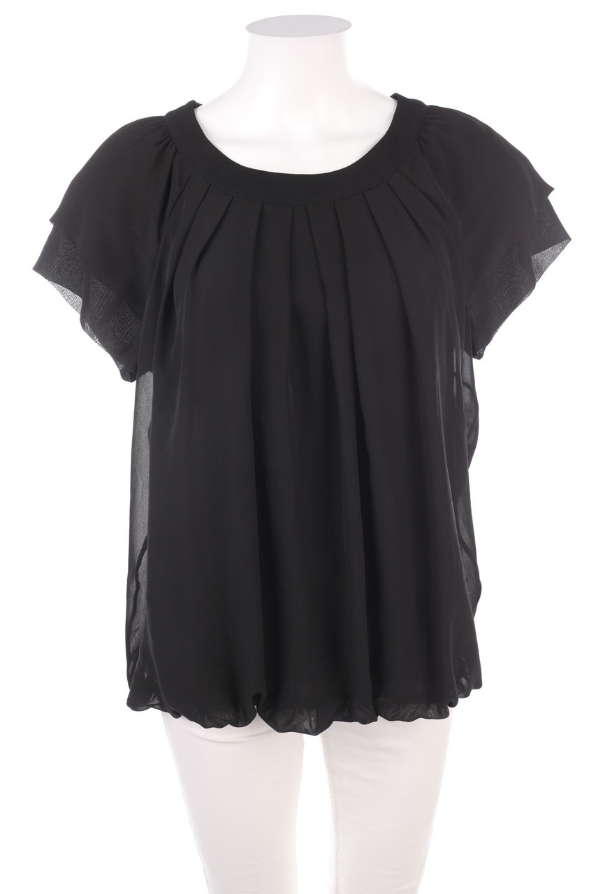 papaya - Kurzarm-Bluse mit Drapierung - D 42