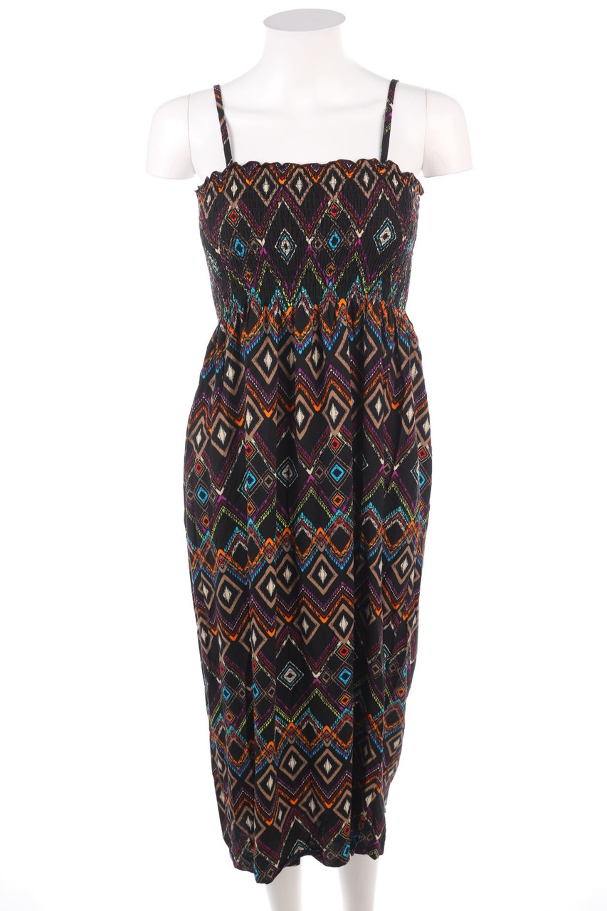 AMISU - Midikleid mit Smok-Details - S