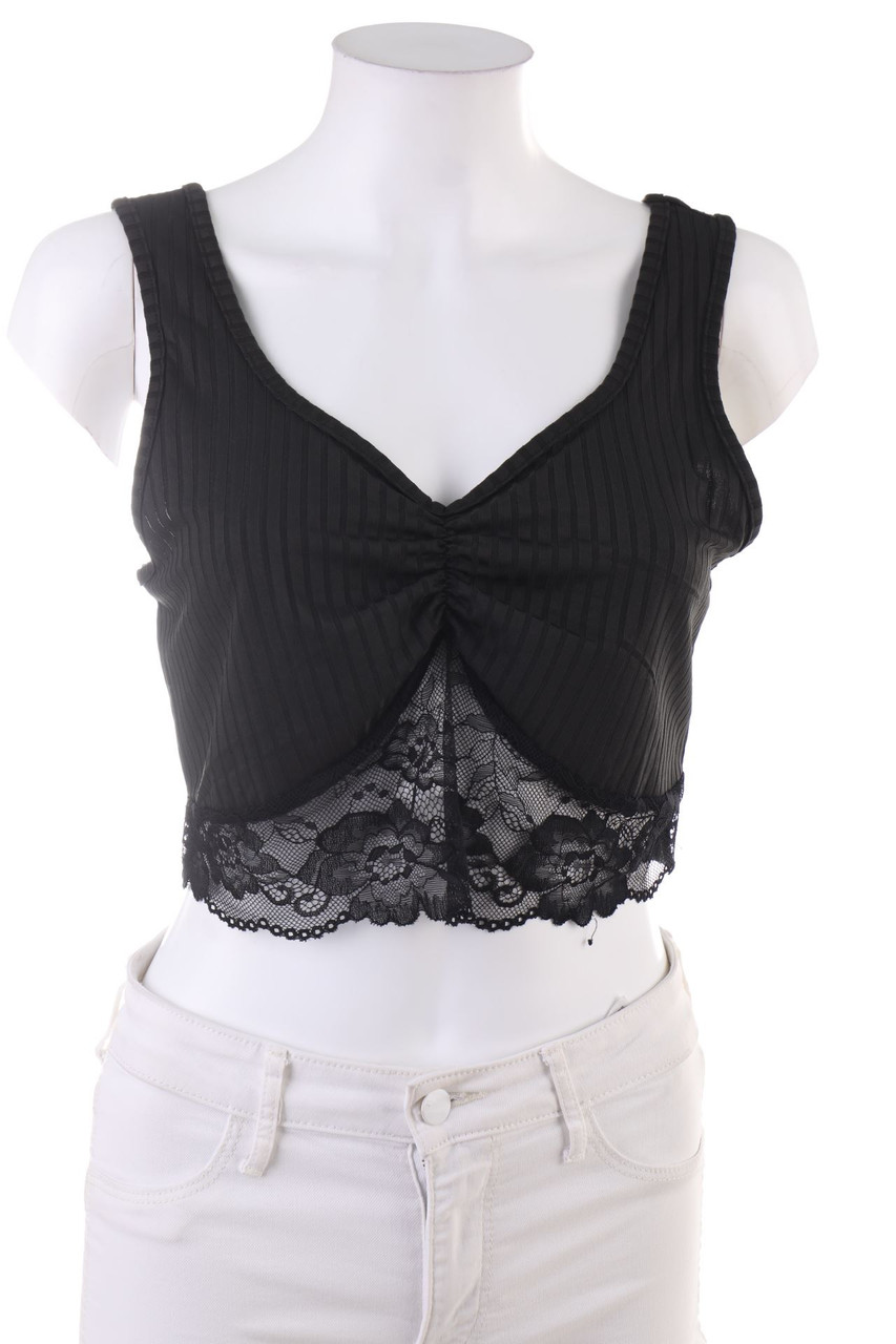 SHEIN - Crop-Top mit Spitze - L