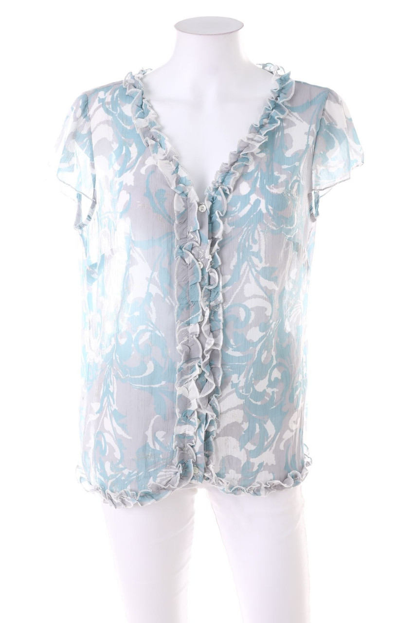 per una - Print-Kurzarm-Bluse mit Rüschen - D 44