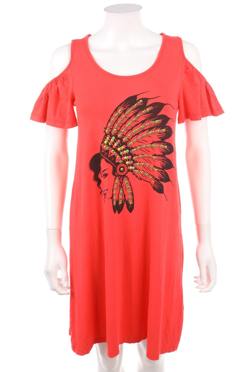 My 77 - Cold-Shoulder-Kleid mit Print - M