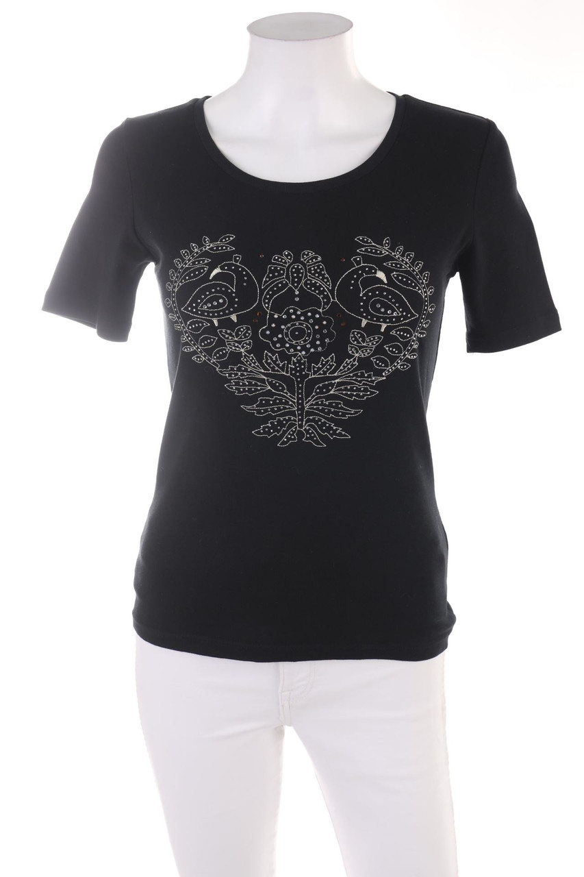 Munich Freedom - Baumwoll-Kurzarm-Shirt mit Strass-Steinen - S