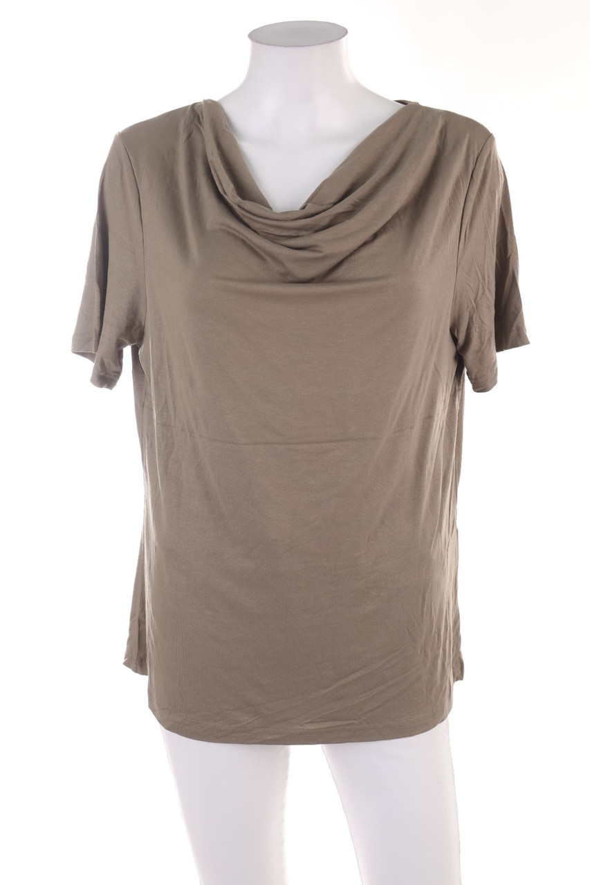 Ohne Label - Kurzarm-Shirt mit Wasserfall-Ausschnitt - L