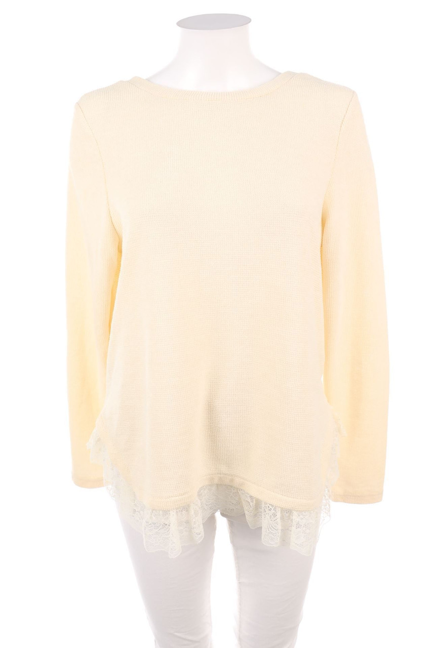 Ohne Label - Strick-Pullover mit Spitze - D 42
