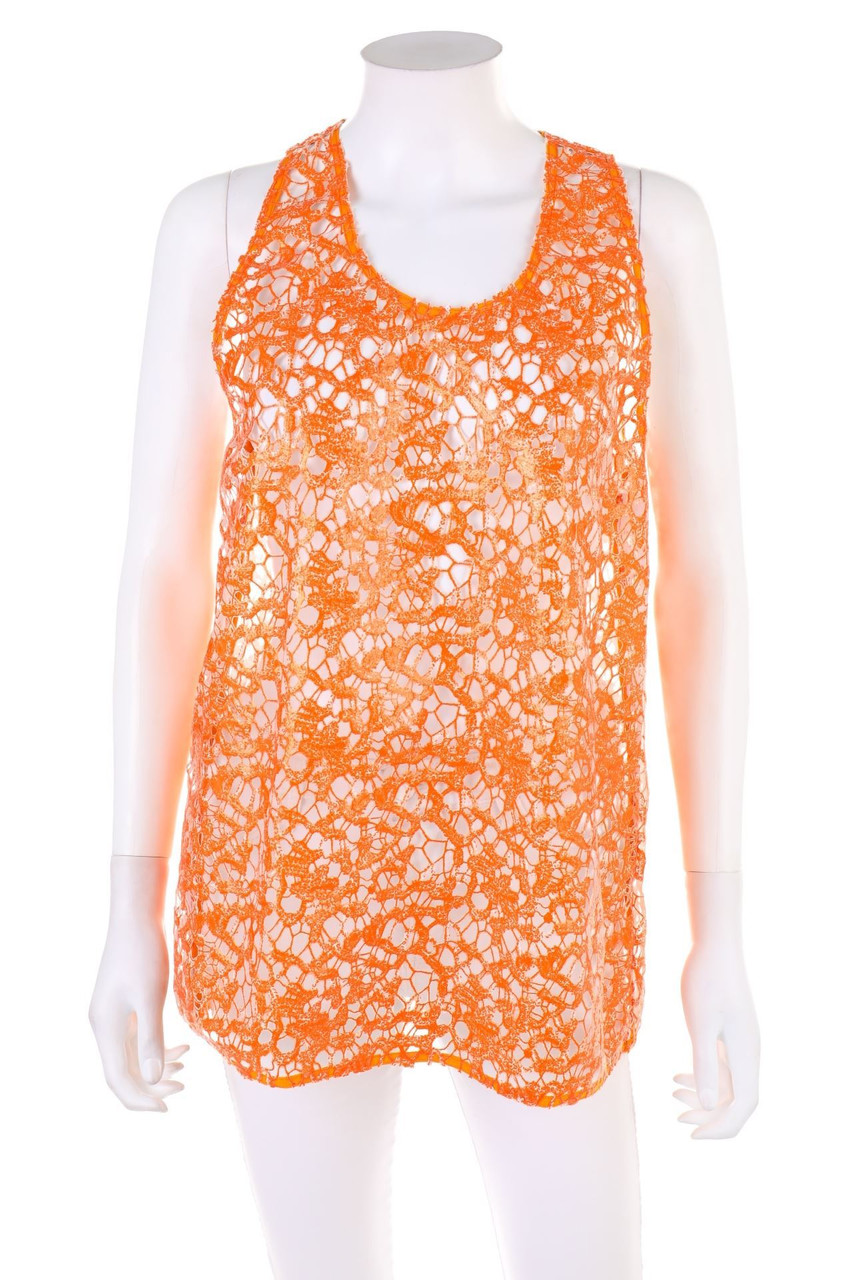 MSGM - Blusentop mit Pailletten aus Lochspitze - D 38