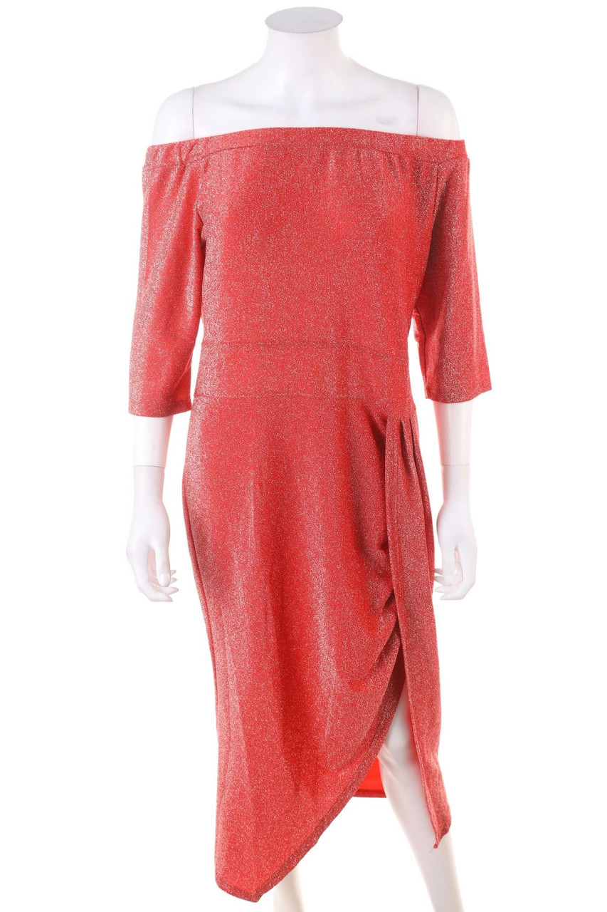 Ohne Label - Carmen-Abendkleid mit Glitzer - D 44