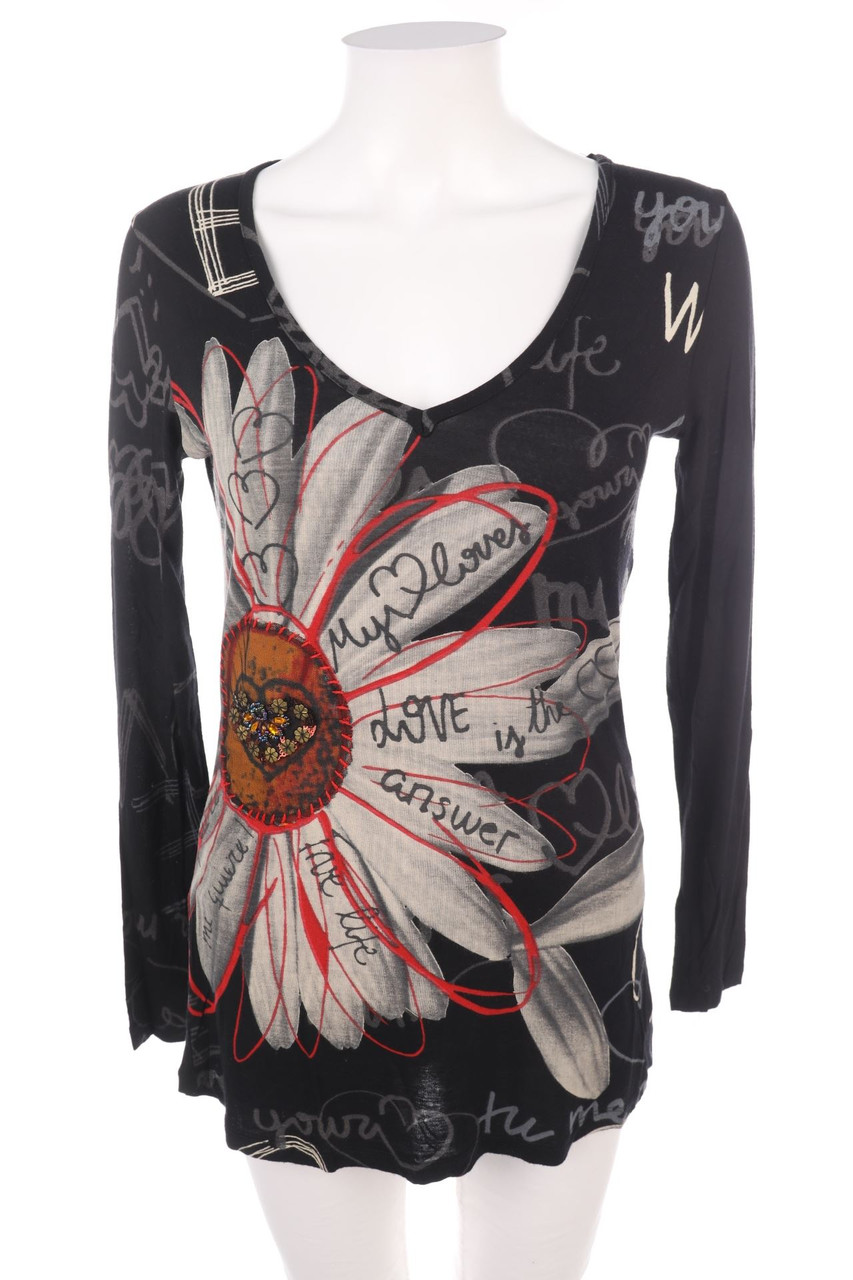 Desigual - Longsleeve-Shirt mit Blumen-Print - M