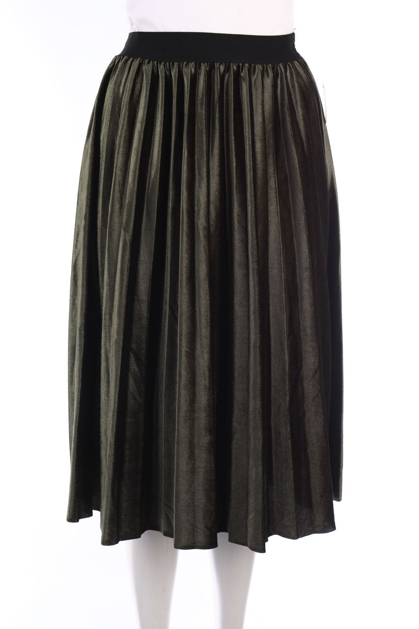Ohne Label - Midi-Plissé-Rock aus Samt - XS