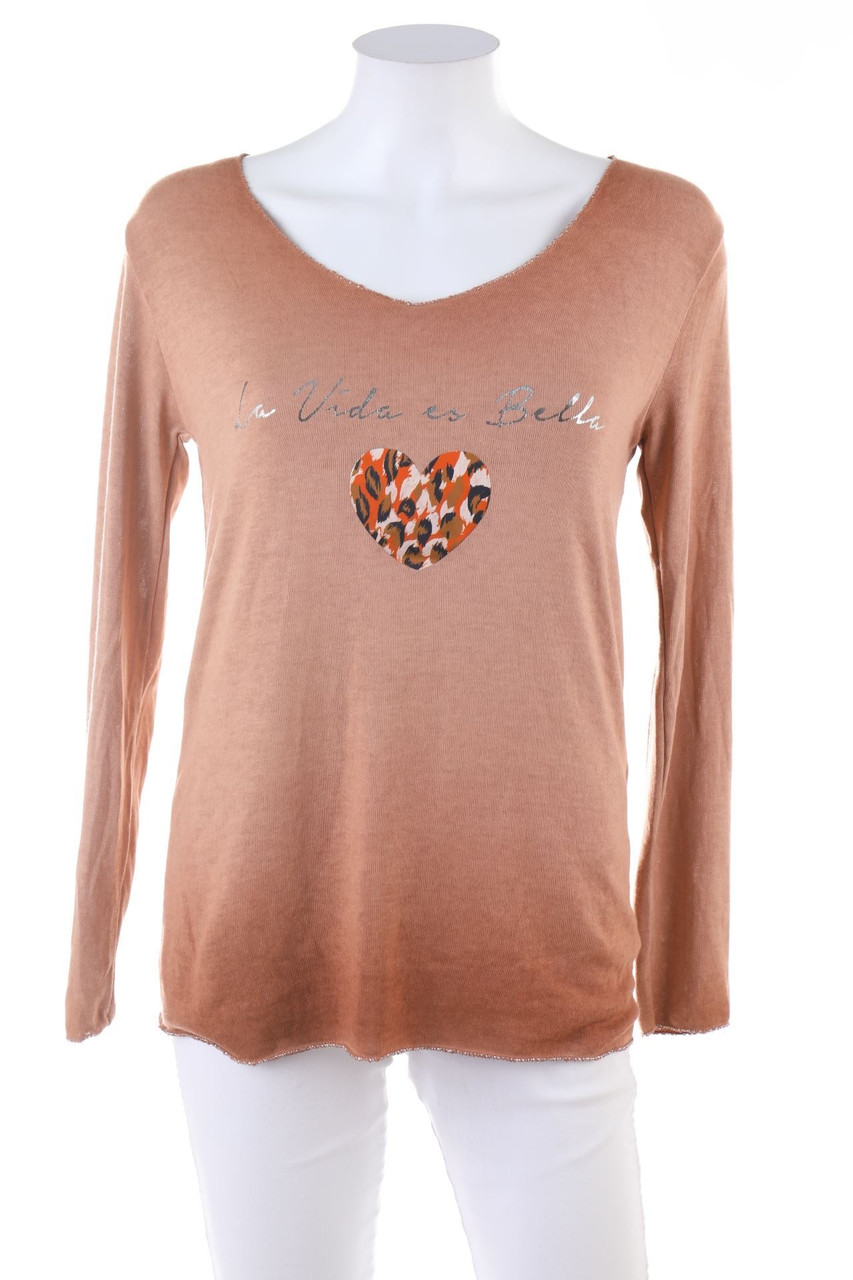 Bellina - Strick-Pullover mit Statement-Print - D 42