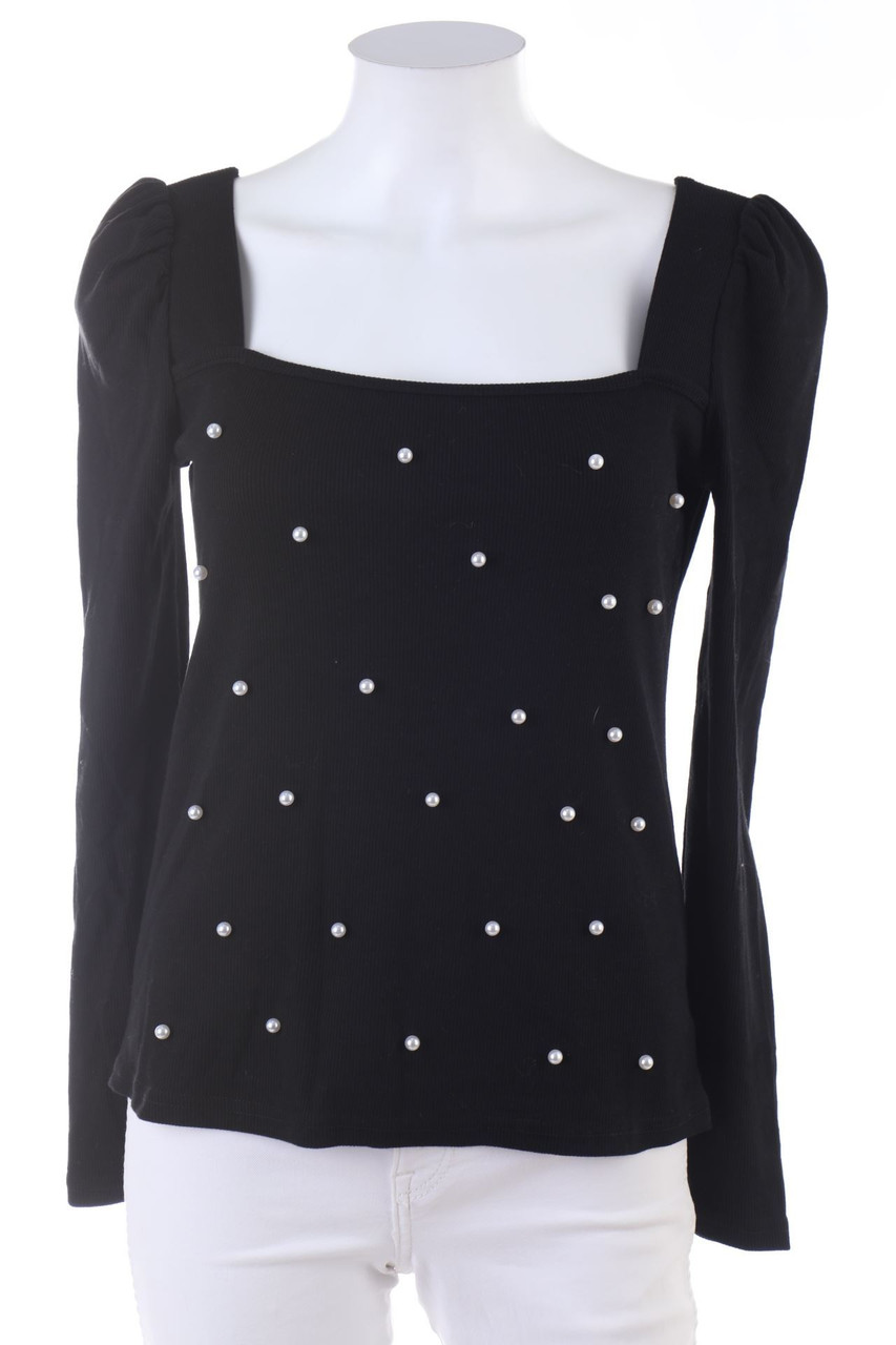 Ohne Label - Longsleeve-Shirt mit Perlen - D 38