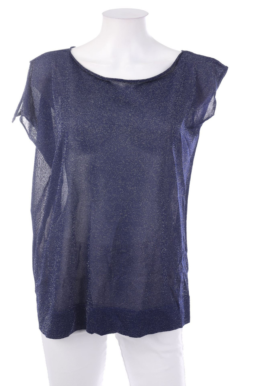 Ohne Label - Glitzer-Kurzarm-Bluse - D 44