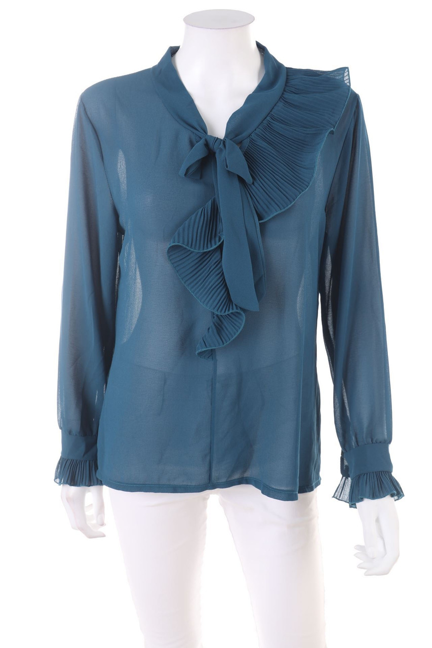 Ohne Label - Schluppen-Bluse mit Volants - D 44