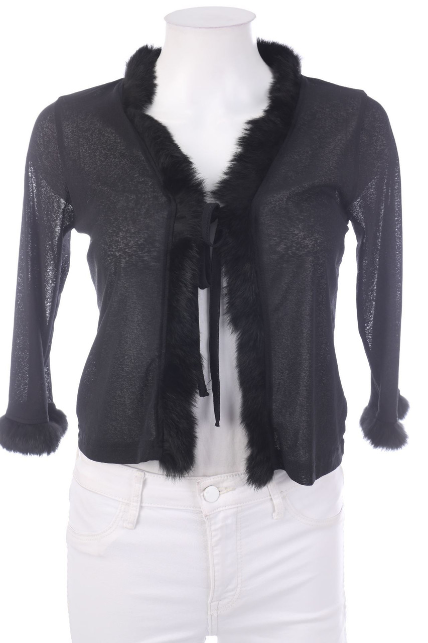 Ohne Label - Cardigan mit Echt-Pelz-Besatz - S