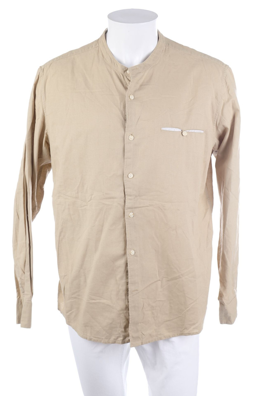 PULL&BEAR - Baumwoll-Hemd mit Leinen - XL