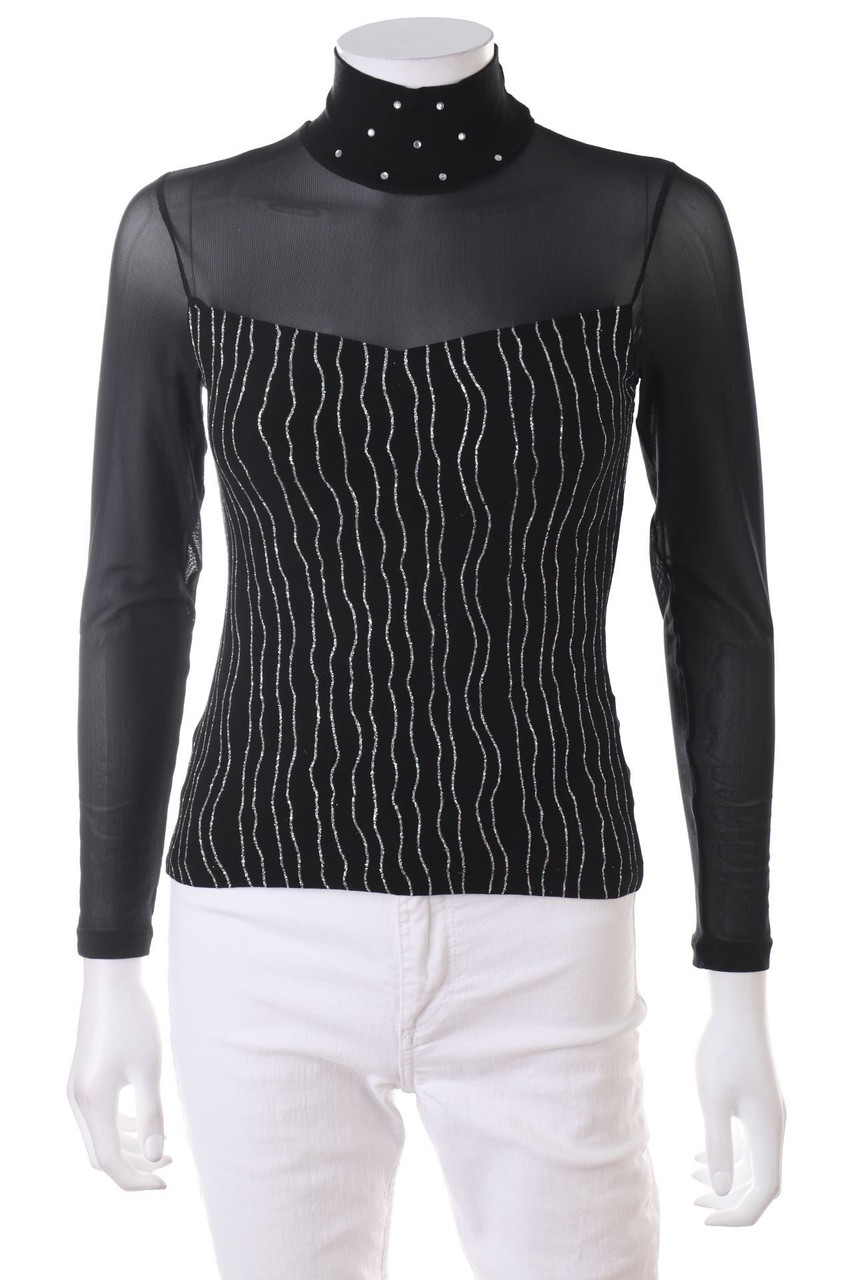 story - Longsleeve-Shirt mit Mesh-Einsatz - XS