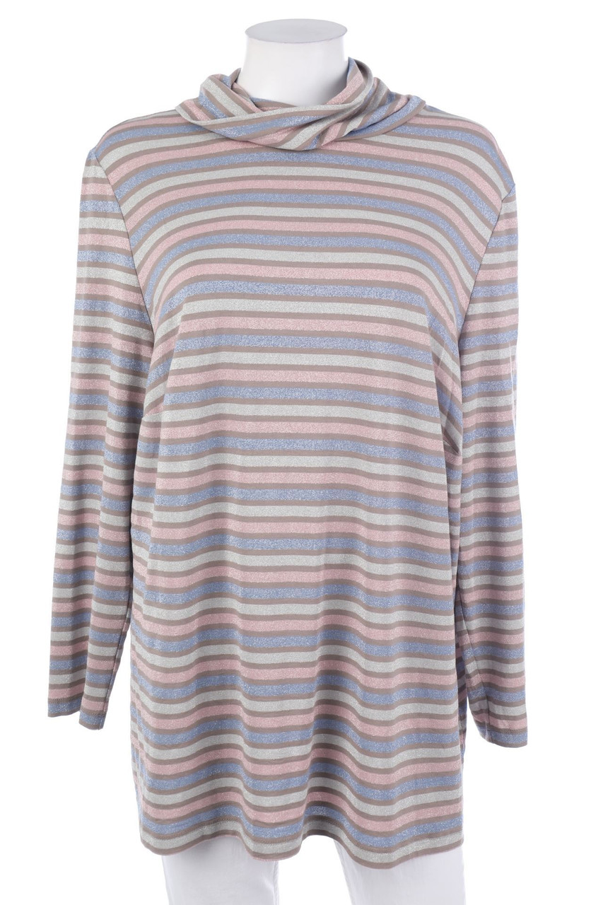 ATELIER GS - Glitzer-Streifen-Longsleeve-Shirt mit Rollkragen - D 52