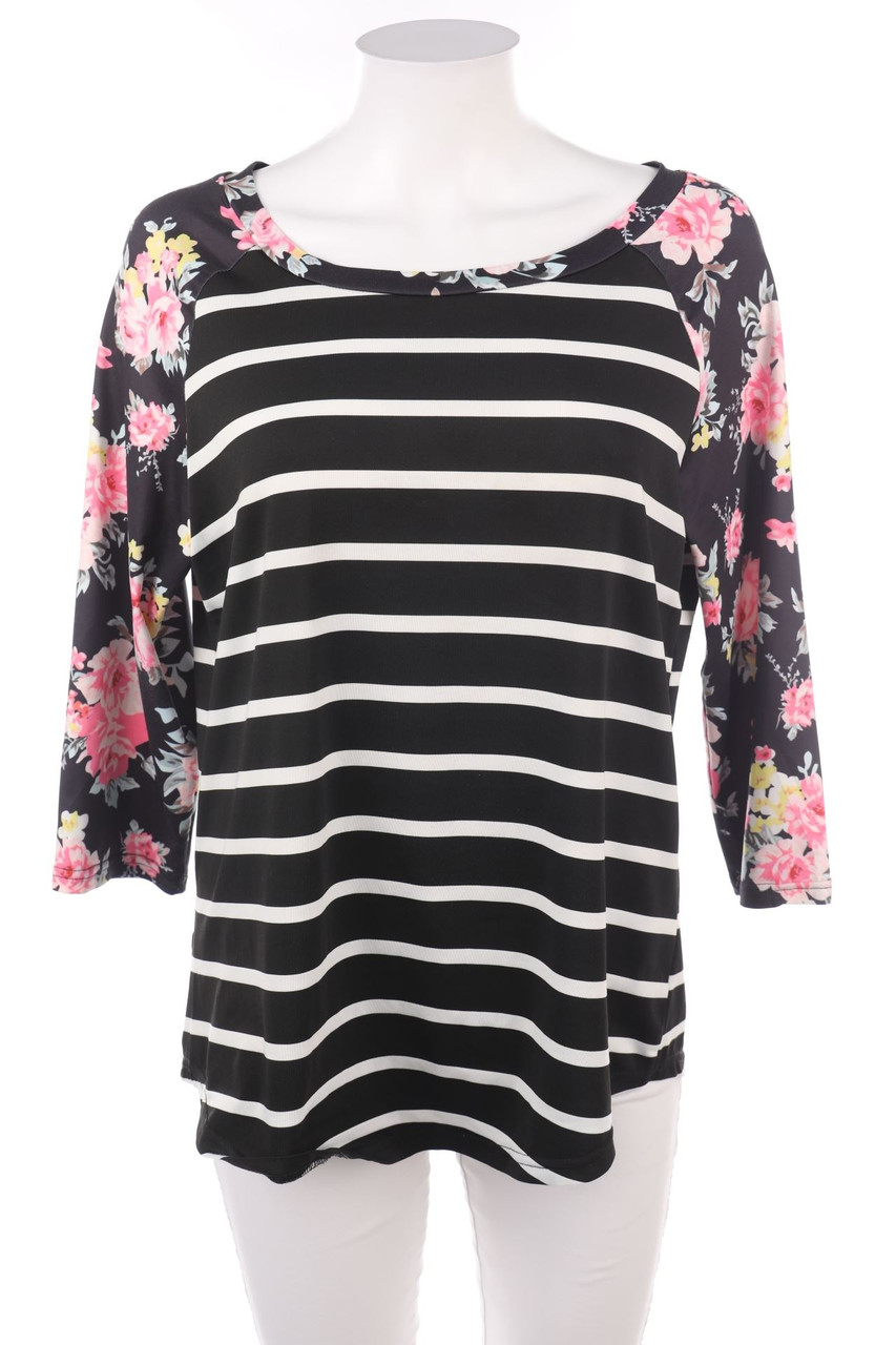 Ohne Label - 3/4-Arm-Shirt mit Streifen - L