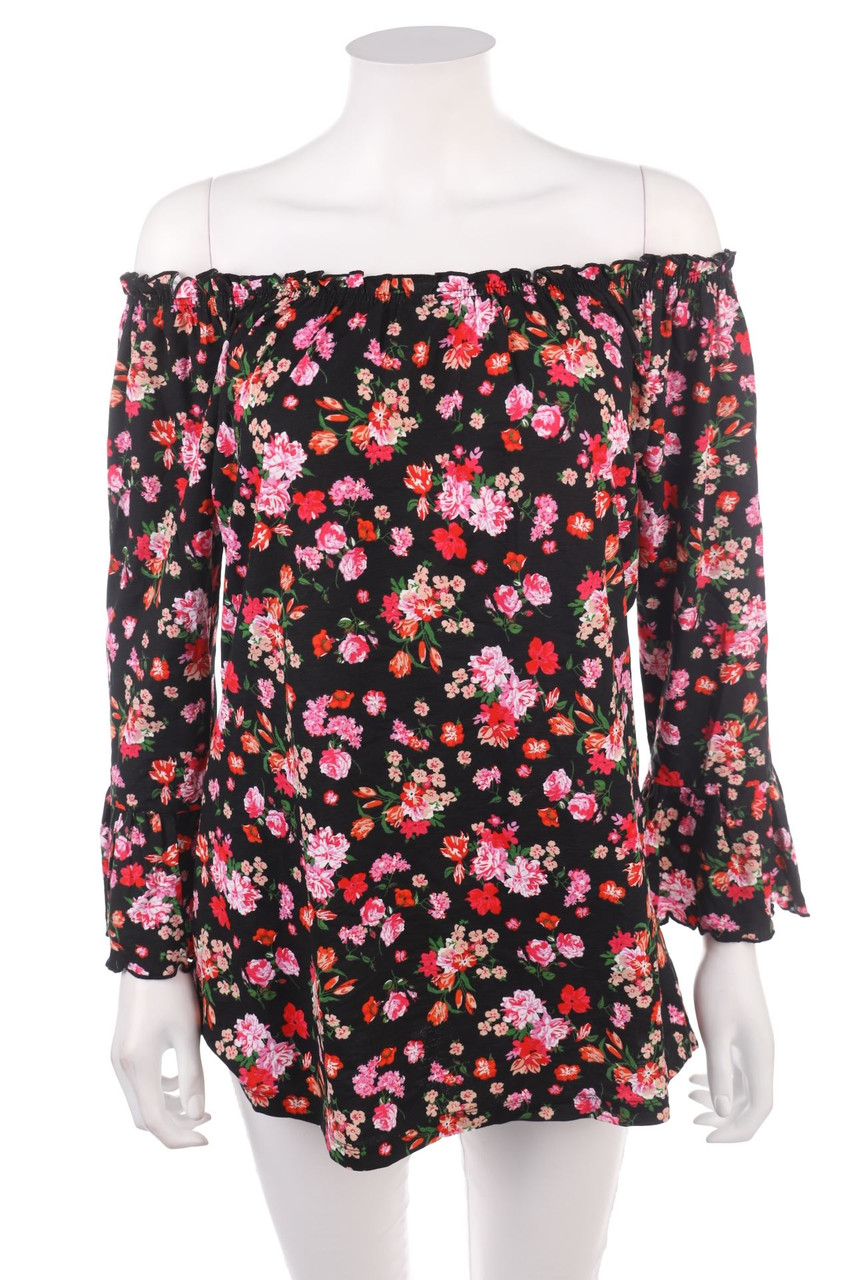 RAINBOW - Carmen-Bluse mit Blumen-Print - 2XL