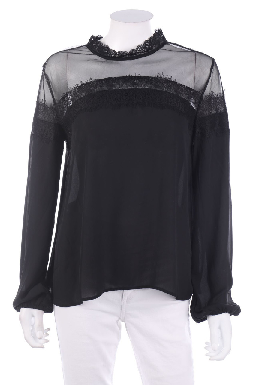 Ohne Label - Bluse mit Mesh-Einsatz - L