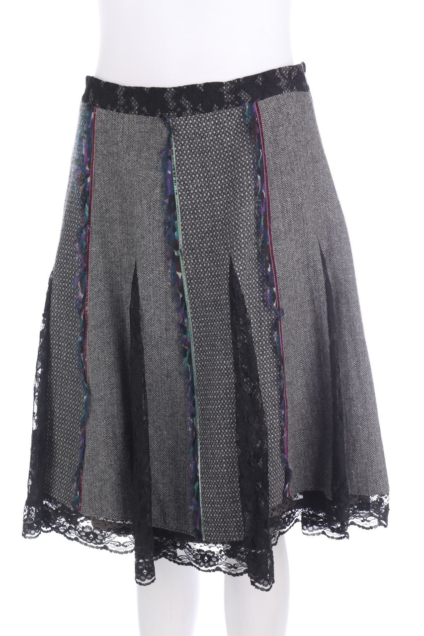 René Derhy - Falten-Rock mit Spitzen-Einsatz - M