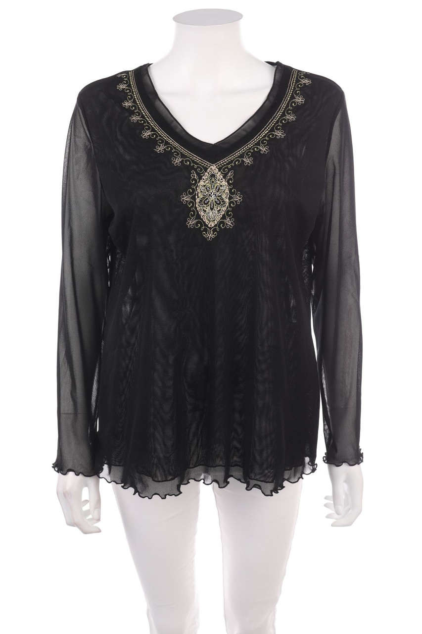 FRANK WALDER - Bluse mit Stickereien - 2XL