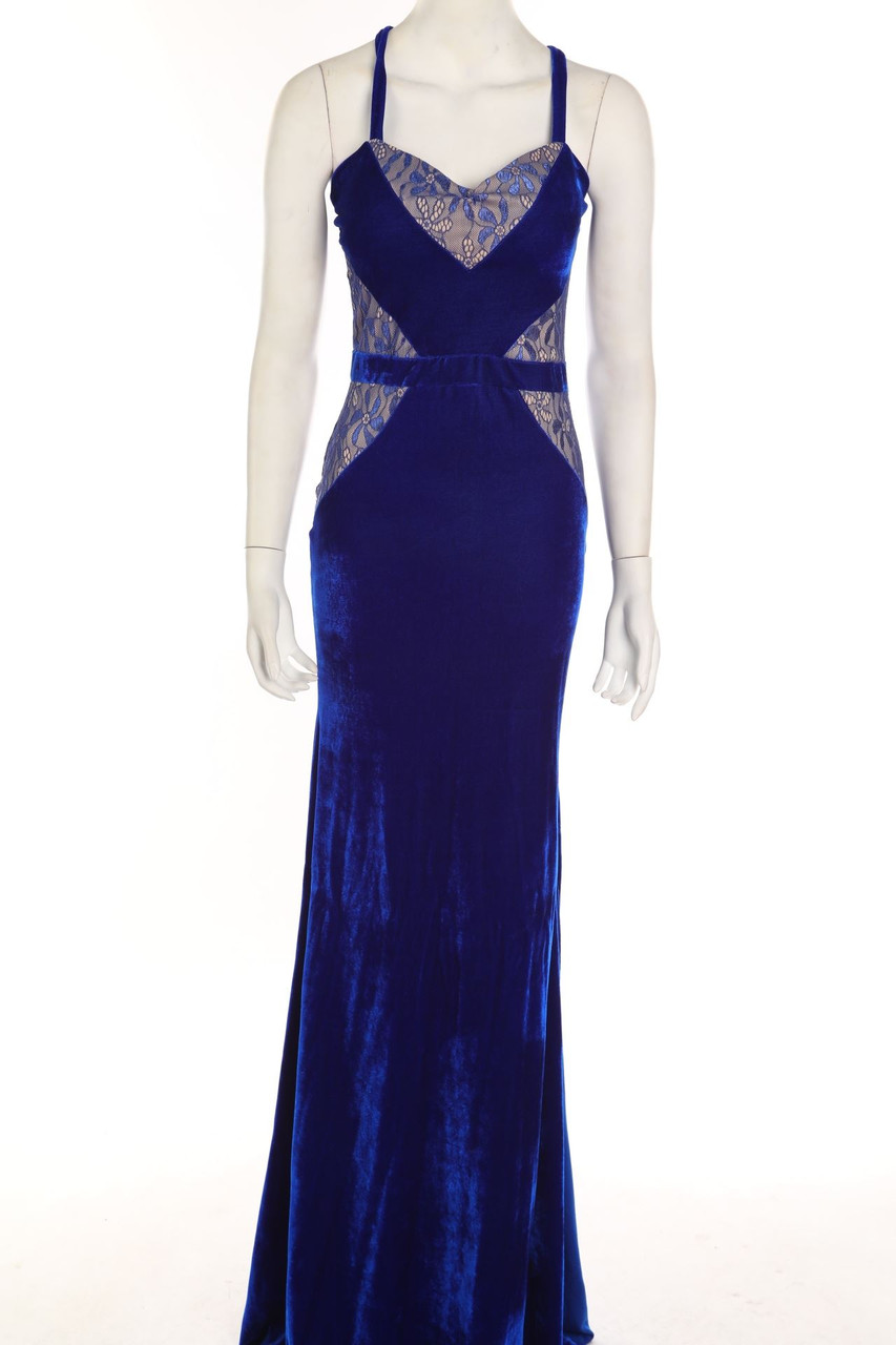 Ohne Label - Samt-Maxi-Abendkleid - M