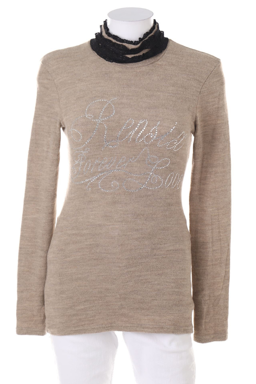 Ohne Label - Strick-Pullover mit Strass-Steinen - S