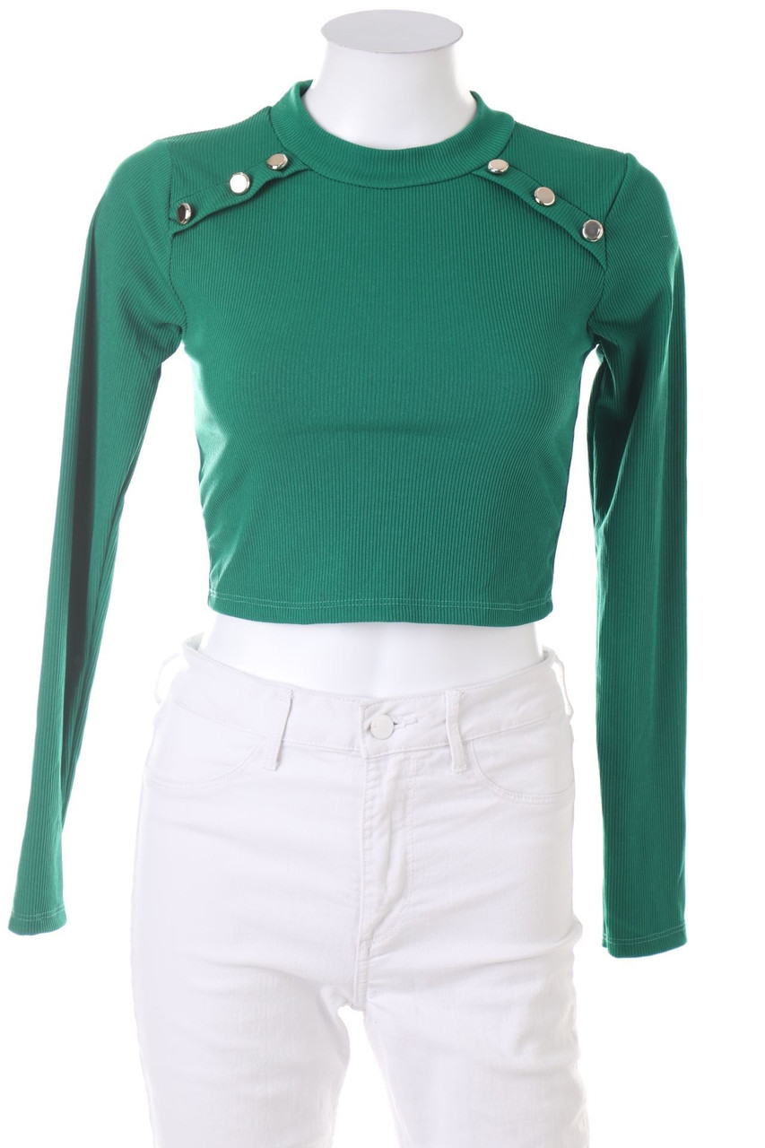 Ohne Label - Longsleeve-Shirt mit Schmuck-Knöpfen - XXS