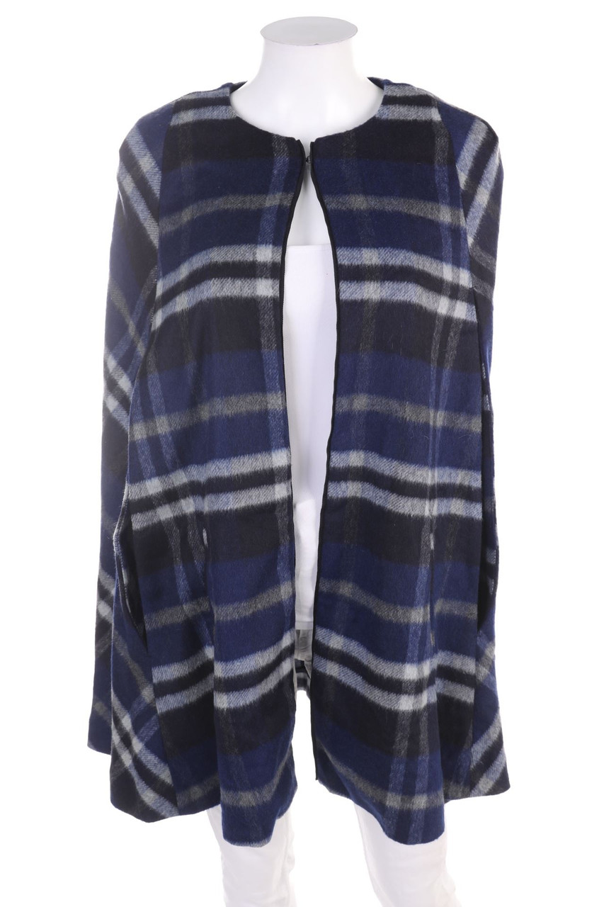 ESPRIT - Karo-Cape aus Woll-Mix - M