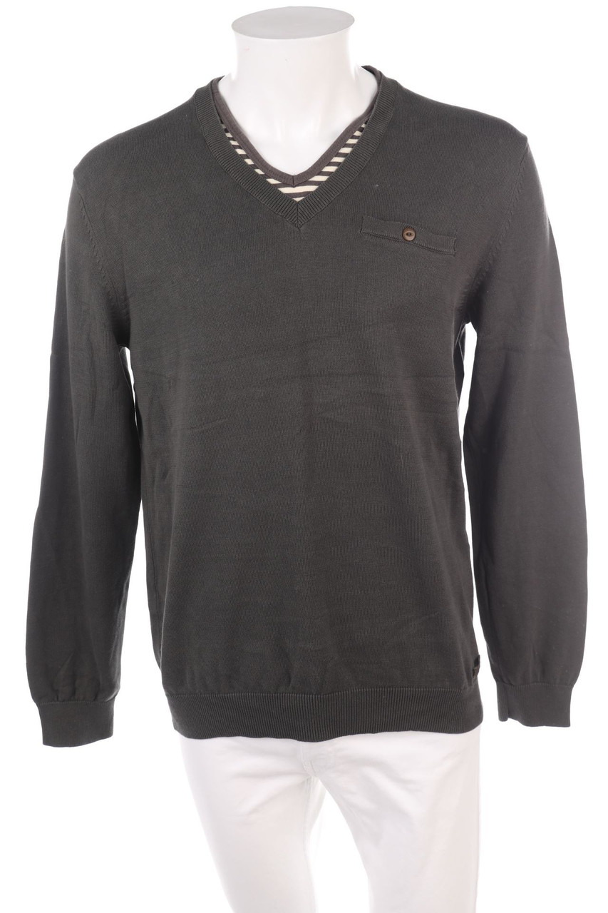 ESPRIT - Baumwoll-Strick-Pullover mit V-Neck - L