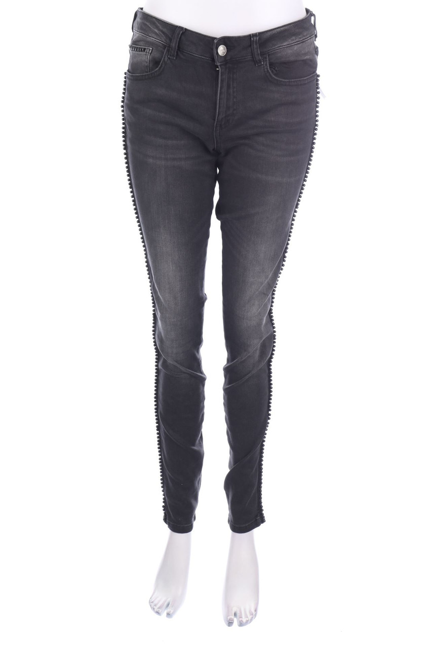 Geisha - Used Look Skinny-Jeans mit Perlen - M