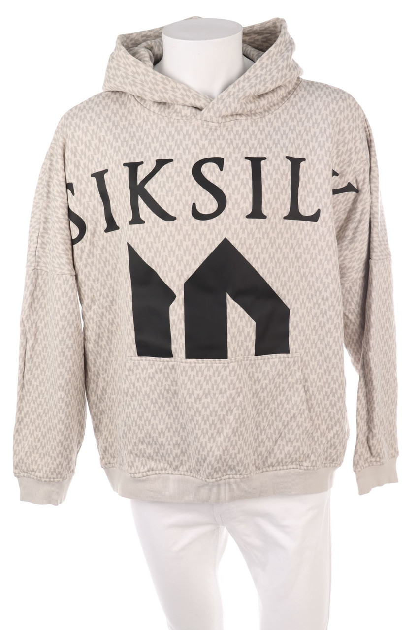 SIKSILK - Baumwoll-Kapuzen-Pullover mit Logo-Print - L
