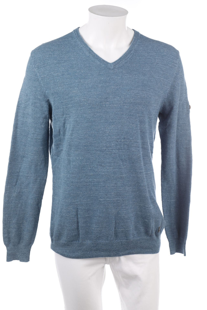 camel active - Baumwoll-Strick-Pullover mit V-Neck - M