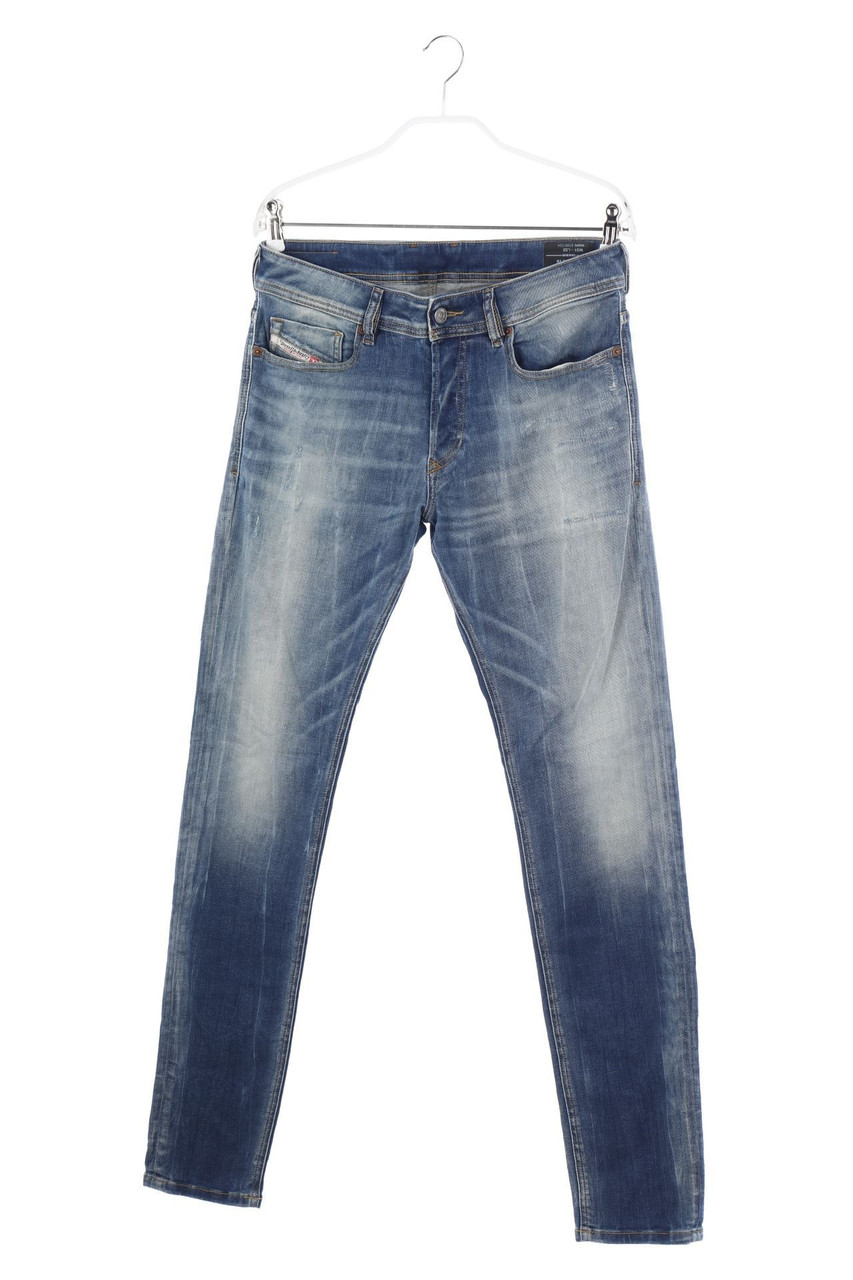 DIESEL - Distressed Skinny-Jeans mit Leder-Details - W31