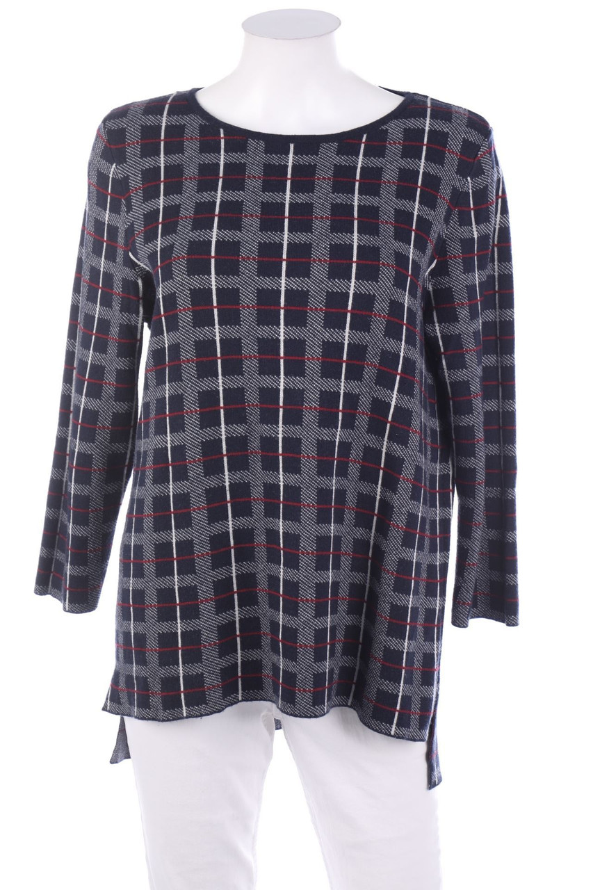 Ohne Label - Strick-Pullover mit Karo-Muster - D 46