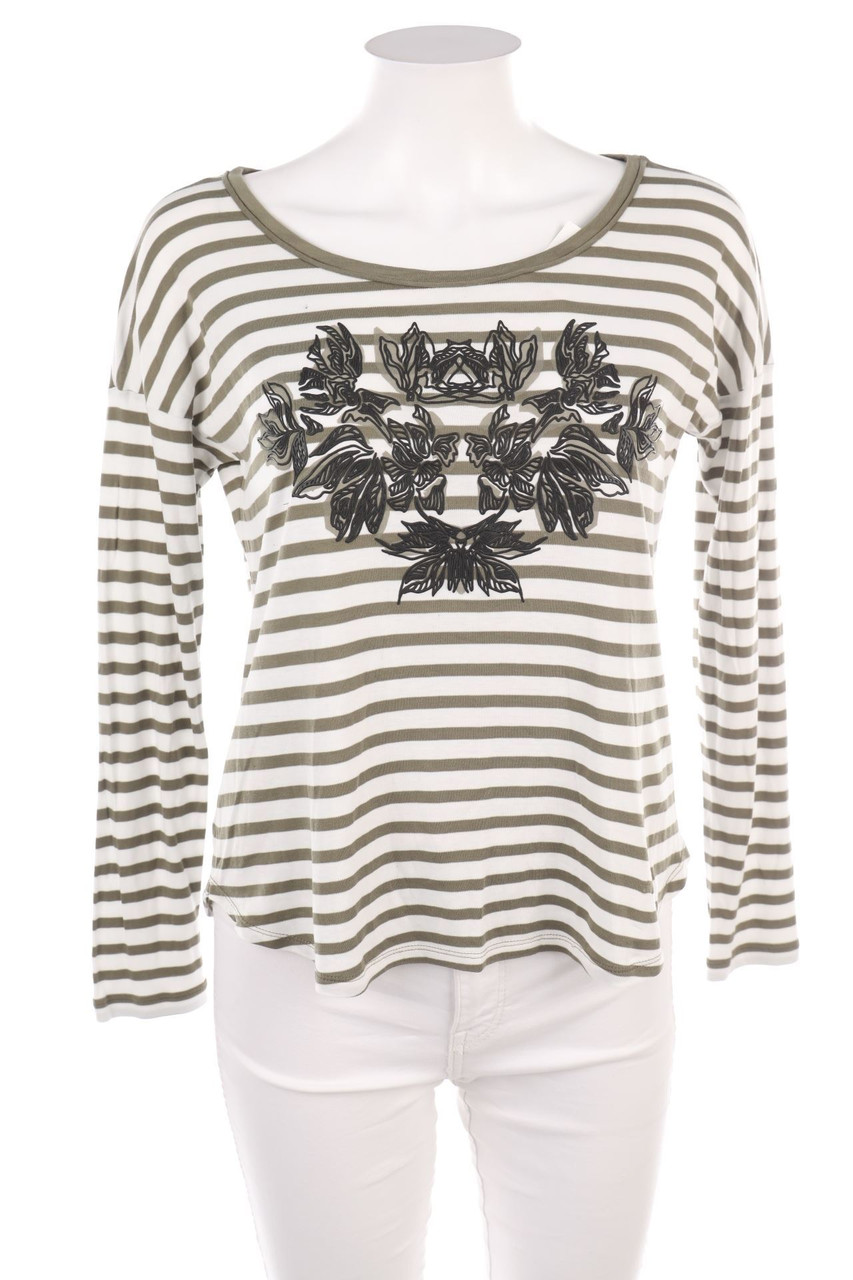 MARC CAIN - Streifen-Longsleeve-Shirt mit Print - D 44