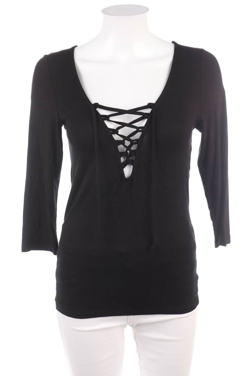 AMISU - 3/4-Arm-Shirt mit Schnürung - S