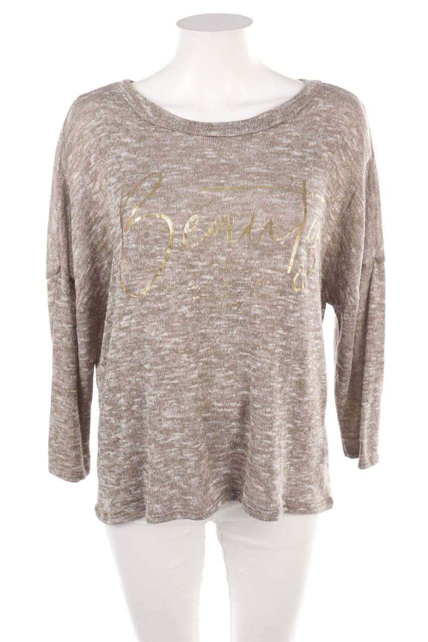 Ohne Label - Batwing-Pullover mit Statement-Print - D 42