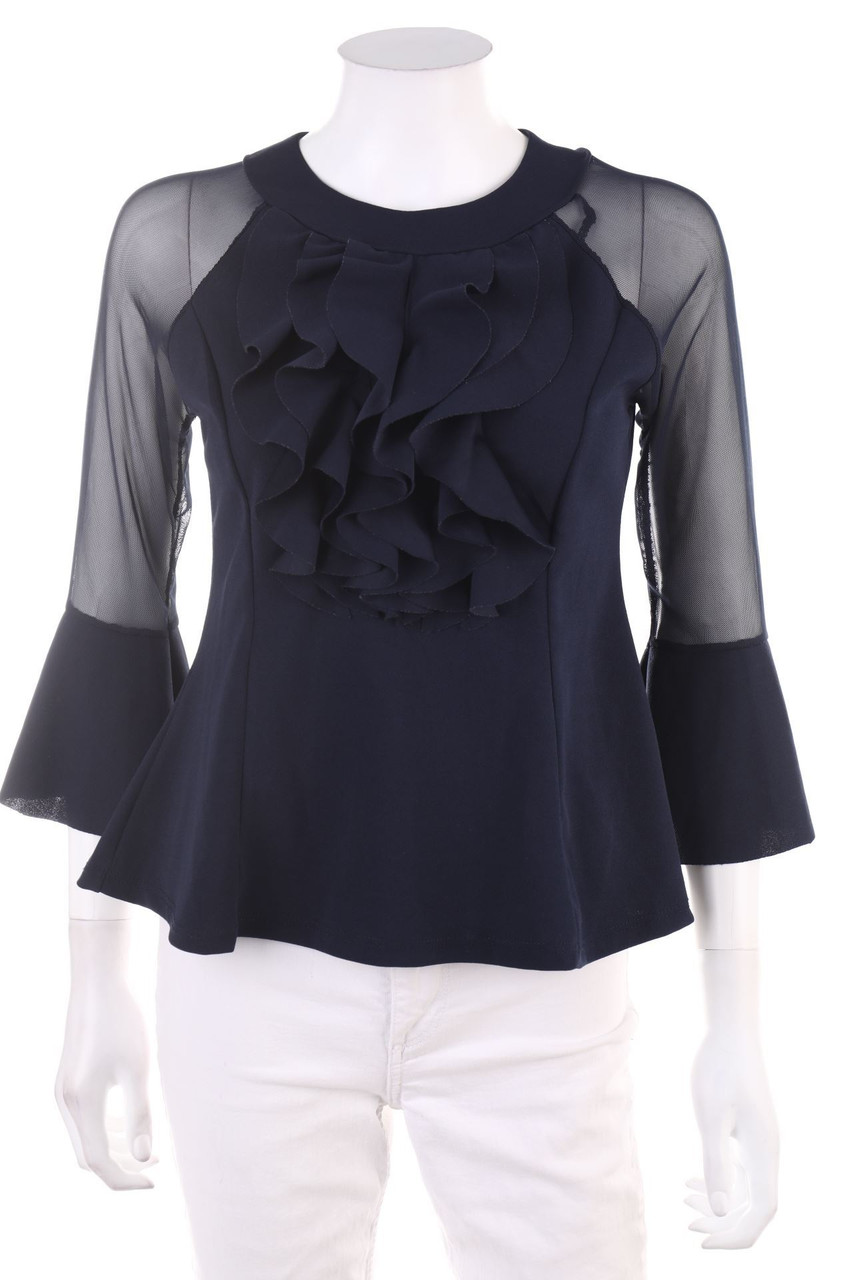 Ohne Label - Bluse mit Mesh-Einsatz - S