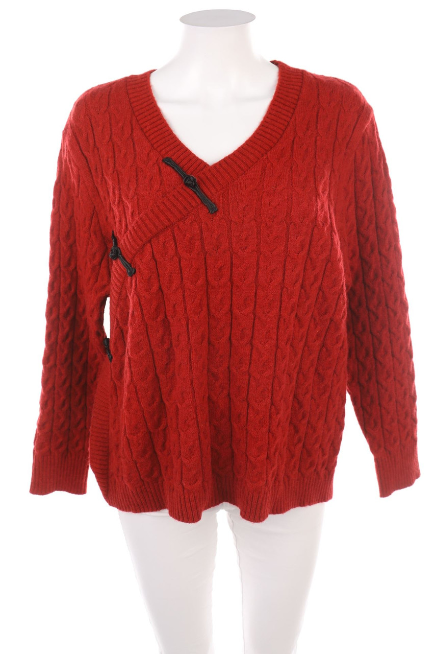 Ohne Label - Strick-Pullover mit Kunstleder-Details - D 44