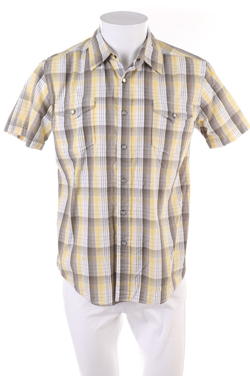 manguun - Kurzarm-Hemd mit Karo-Muster - M