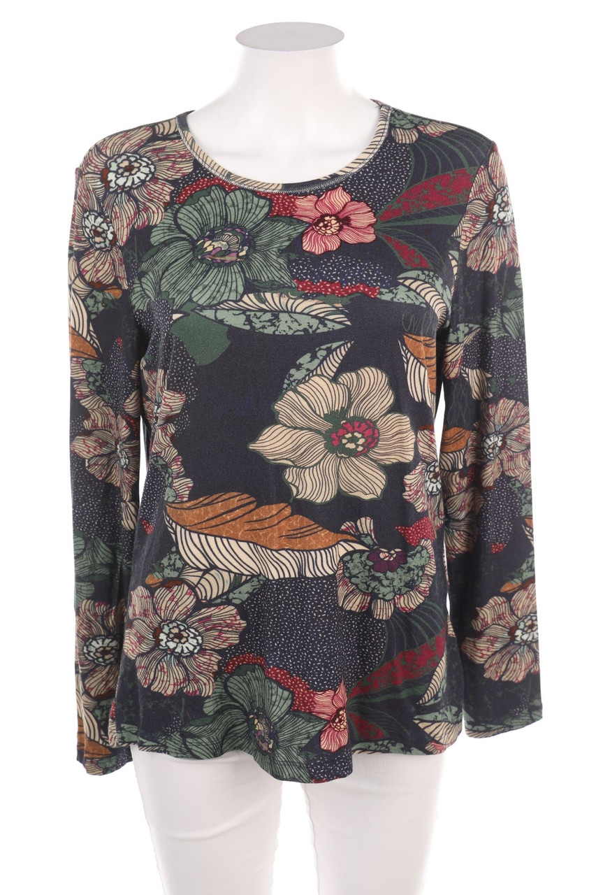 HELENA VERA - Longsleeve-Shirt mit Blumen-Print - M
