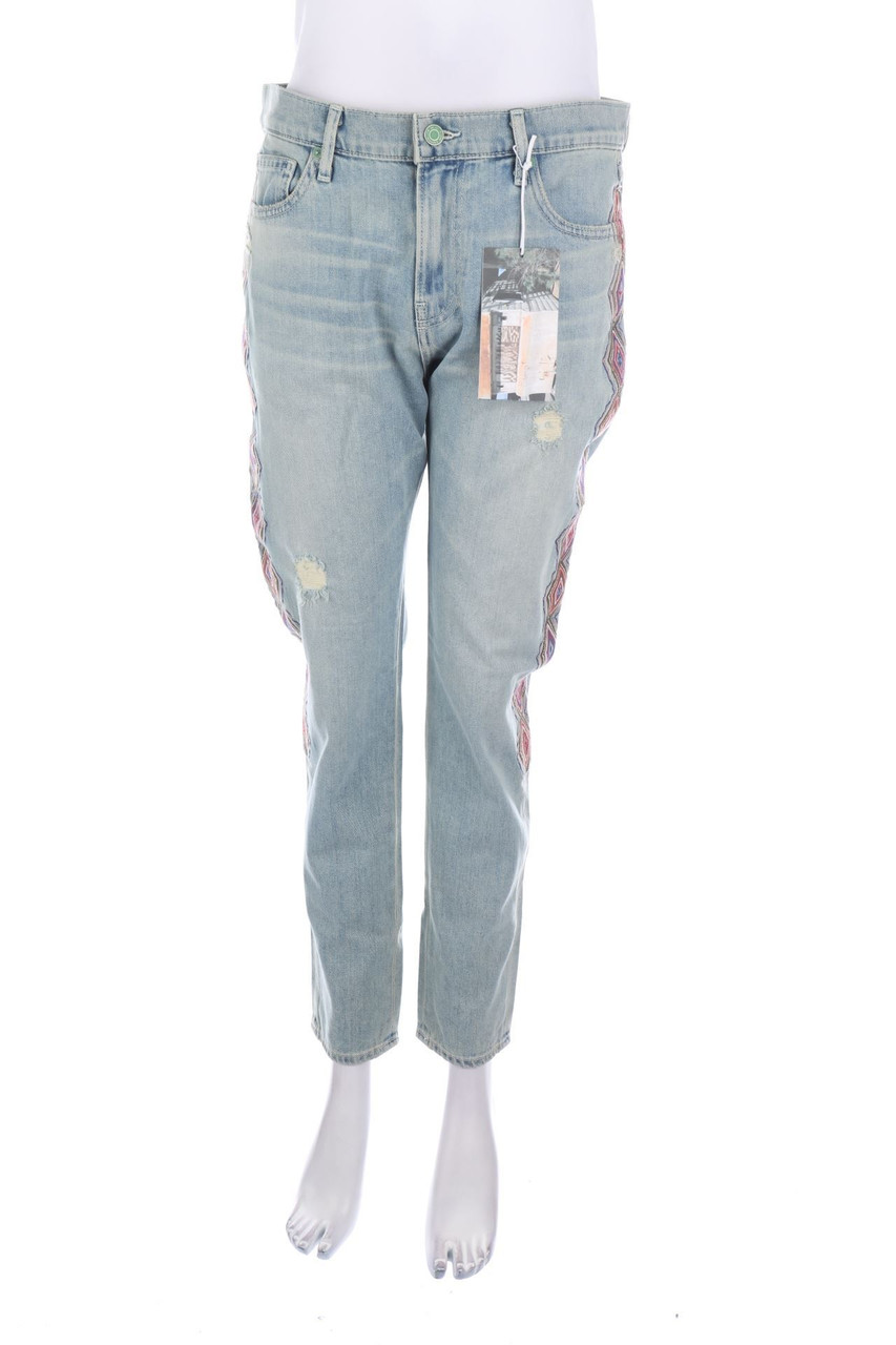 SANDRINE ROSE - Destroyed-Slim Jeans mit Stickereien - W30