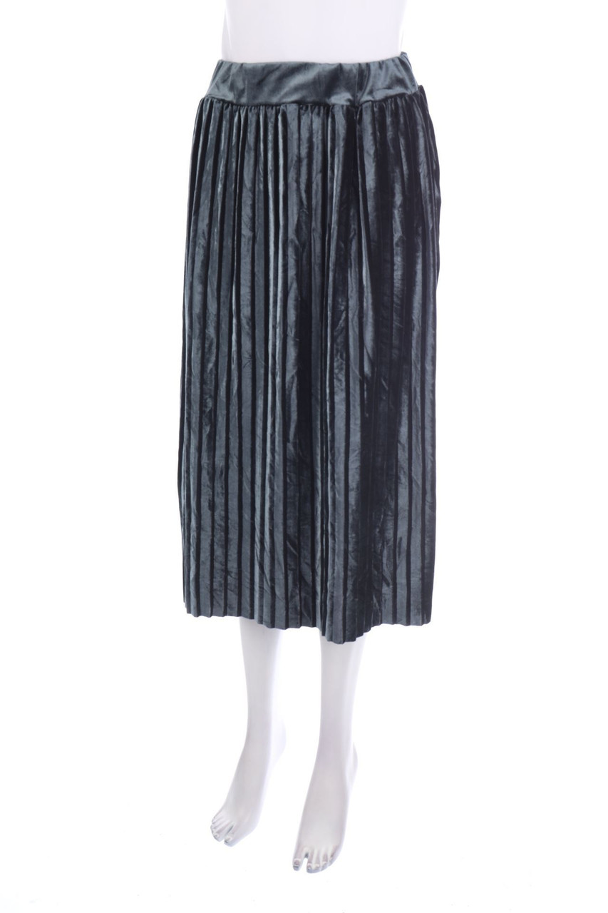 Ohne Label - Midi-Plissé-Rock aus Samt - XS