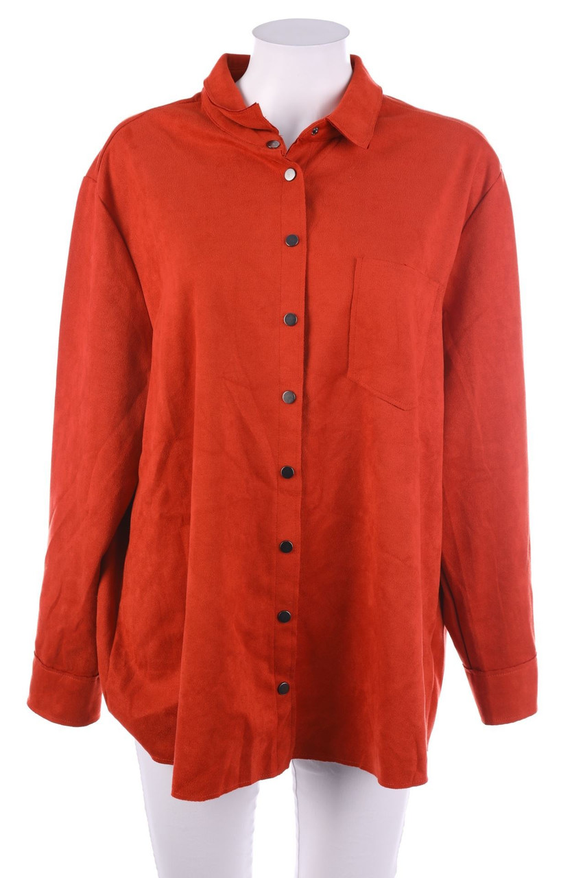 Ohne Label - Faux Leather-Hemd-Bluse - D 50