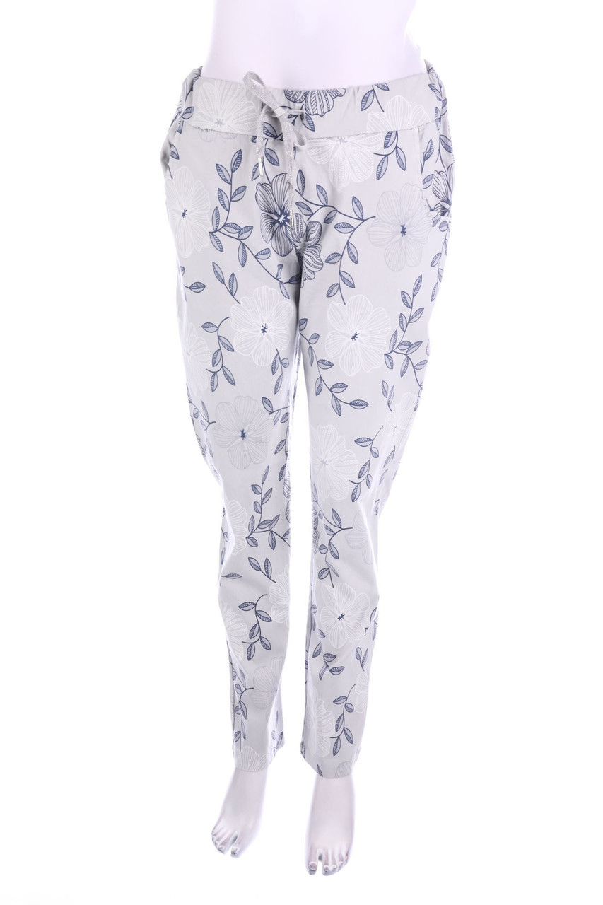 Ohne Label - Stretch-Hose mit Blumen-Print - D 44