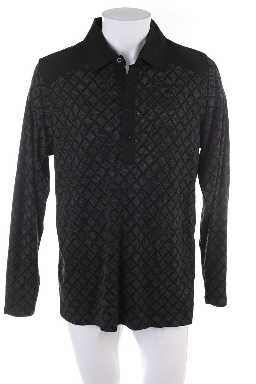 SECONDHAND - Longsleeve-Poloshirt mit geometrischem Muster - 2XL