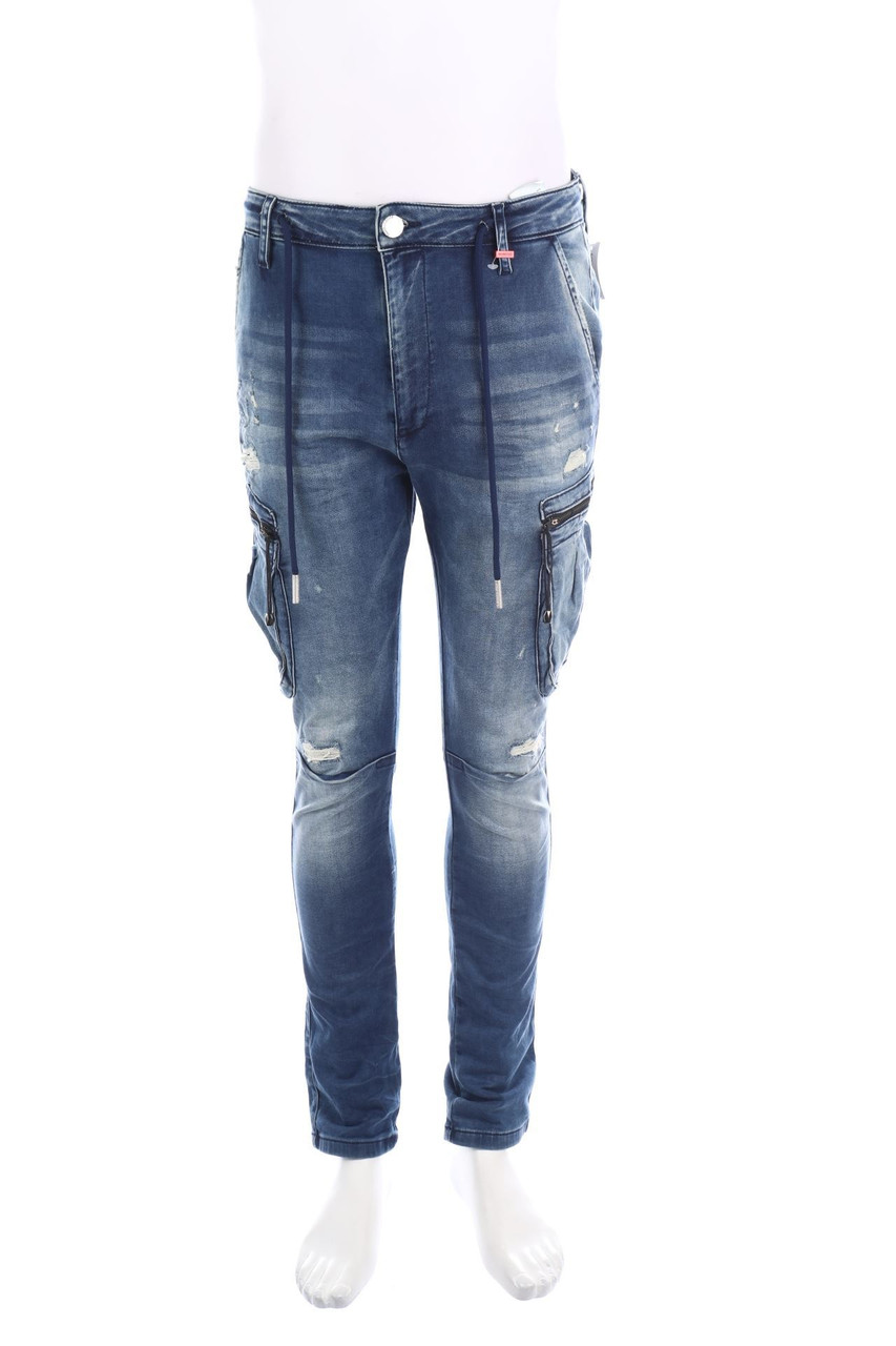 ER ELIAS RUMELIS - Destroyed Tapered Jeans mit Tunnelzug - W33